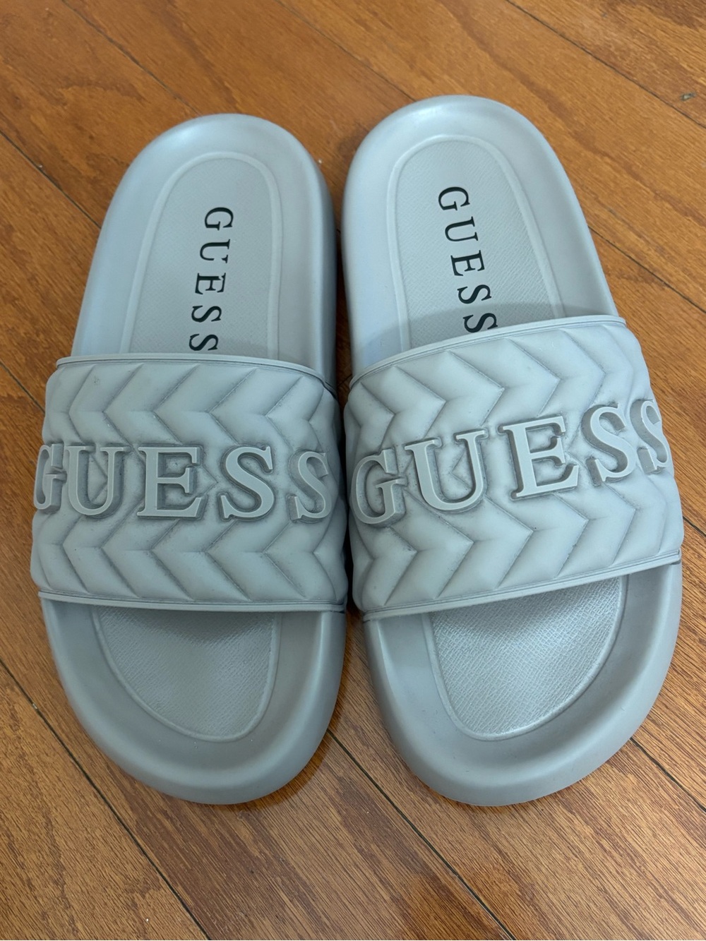 GUESS Men's Moliano Slide Sandals in Taupe Gray